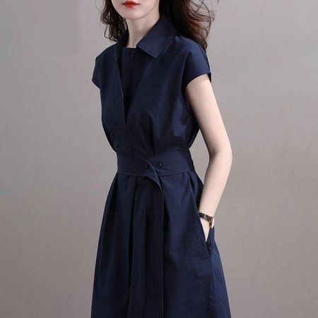 Women's Slim Waist Dress Fashionable Shirt Dress